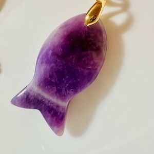 Gold-Plated Purple Amethyst Fish Necklace